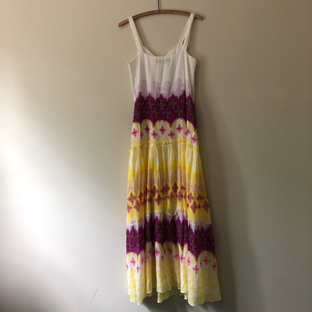 DVF Maxi Dress Silk Pink Yellow Boho Summer Medium - Picture 7 of 8